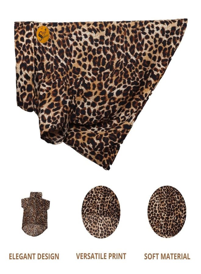 سايج سكوير قميص كلاب مطبوع عليه رسومات مربعة مميزة، قميص كلاب عصري، فائق النعومة وخفيف الوزن، ملابس كلاب مريحة وجيدة التهوية، زي عصري (مقاس كبير جدًا - 28 بوصة) (طبعة الفهد) - Image 2